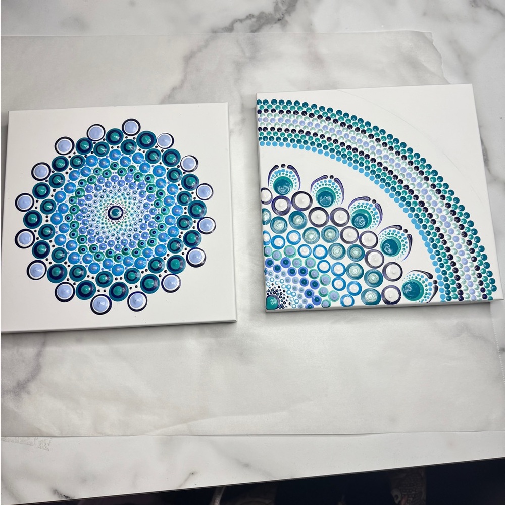 Blue Abstract Art Set for Home Decor - Picture 3 of 8
